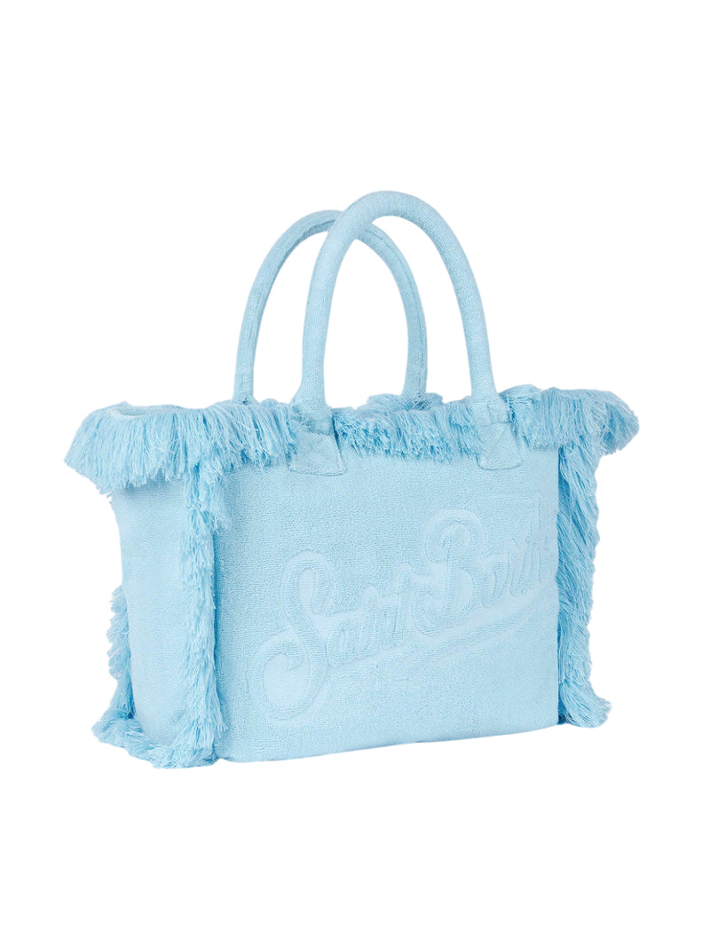 MC2 Saint Barth borsa a spalla Vanity in spugna azzuro con logo impresso