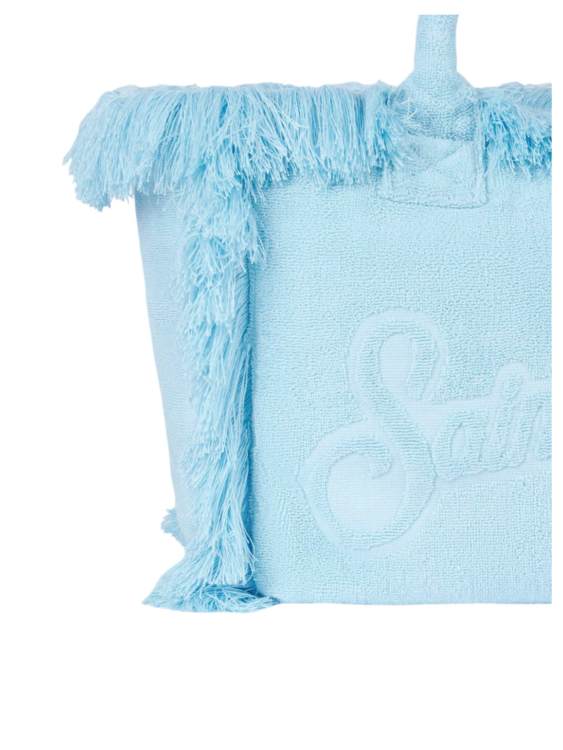 MC2 Saint Barth borsa a spalla Vanity in spugna azzuro con logo impresso
