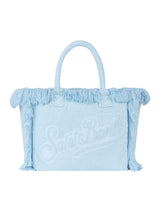 MC2 Saint Barth borsa a spalla Vanity in spugna azzuro con logo impresso