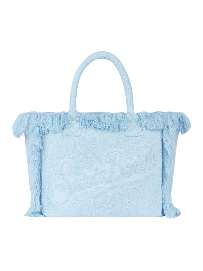 MC2 Saint Barth borsa a spalla Vanity in spugna azzuro con logo impresso