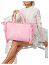 MC2 Saint Barth borsa a spalla Vanity in spugna rosa con logo impresso
