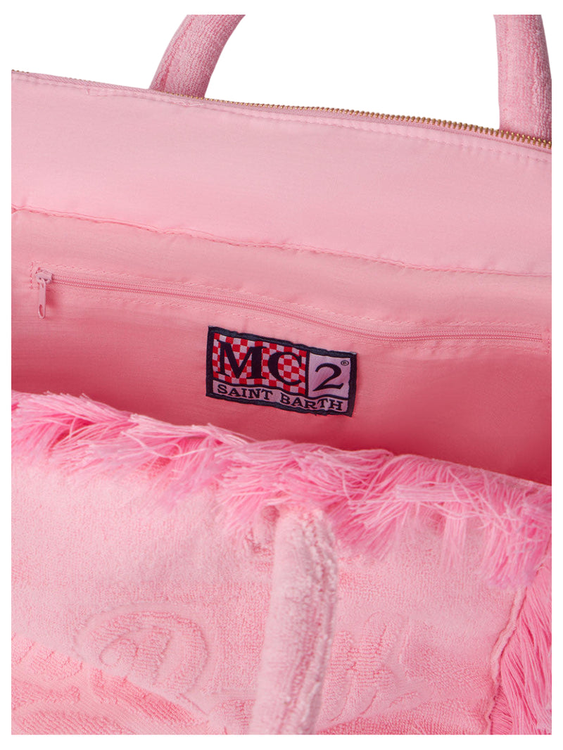 MC2 Saint Barth borsa a spalla Vanity in spugna rosa con logo impresso