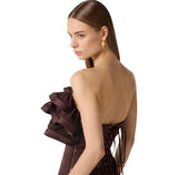 Mini abito in duchesse con maxi ruche