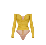 Body in jersey crêpe leggero con drappeggi