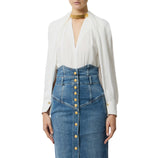 Blusa in georgette di viscosa con dettaglio gioiello