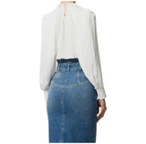 Blusa in georgette di viscosa con dettaglio gioiello