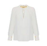 Blusa in georgette di viscosa con dettaglio gioiello