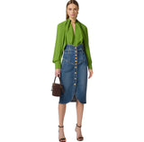 Blusa in georgette di viscosa con dettaglio gioiello