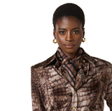 Foulard in twill di seta con stampa alligatore