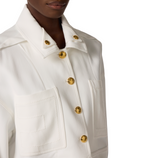 Caban in gabardina con bottoni gioiello
