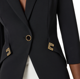 Giacca in doppio crêpe stretch con dettagli logo