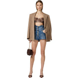 Giacca in gabardina con tasche ricamate