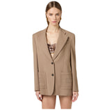 Giacca in gabardina con tasche ricamate