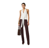 Gilet in gabardina con cintura