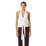 Gilet in gabardina con cintura