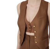 Gilet in misto lino e crêpe