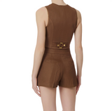Gilet in misto lino e crêpe