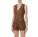 Gilet in misto lino e crêpe
