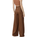 Pantaloni in misto lino con cinturini