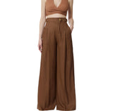 Pantaloni in misto lino con cinturini