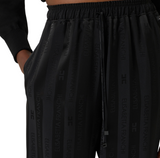 Pantaloni in satin con righe jacquard