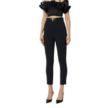 Pantaloni in doppio crêpe stretch con dettagli logo