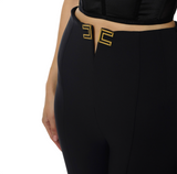 Pantaloni in doppio crêpe stretch con dettagli logo