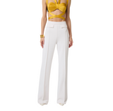 Pantaloni in doppio crêpe stretch con logo ricamato