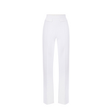 Pantaloni in doppio crêpe stretch con logo ricamato