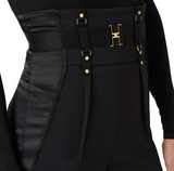 Pantaloni bustier in crêpe leggero e raso