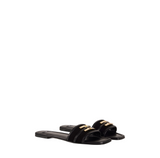 Sandalo flat in pelle con dettaglio logo