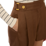 Shorts in misto lino con cinturini