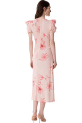 Kristel - Abito Midi Con Drappeggio E Bottoncini In Crepe Con Spacco Laterale