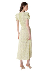 Kristel - Abito Midi Con Drappeggio E Bottoncini In Crepe Con Spacco Laterale