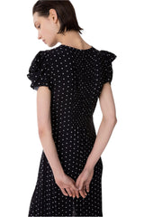 Kristel - Abito Midi Con Drappeggio E Bottoncini In Crepe Con Spacco Laterale