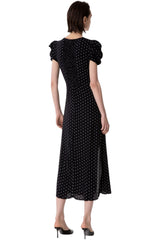 Kristel - Abito Midi Con Drappeggio E Bottoncini In Crepe Con Spacco Laterale