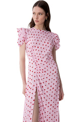 Kristel - Abito Midi Con Drappeggio E Bottoncini In Crepe Con Spacco Laterale