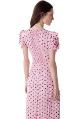 Kristel - Abito Midi Con Drappeggio E Bottoncini In Crepe Con Spacco Laterale