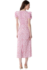 Kristel - Abito Midi Con Drappeggio E Bottoncini In Crepe Con Spacco Laterale