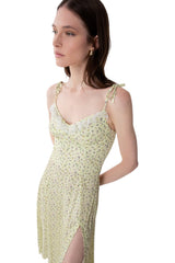 Priscilla - Abito Midi In Crepe Con Rouge Sulla Scollatura E Spacco Laterale