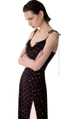 Priscilla - Abito Midi In Crepe Con Rouge Sulla Scollatura E Spacco Laterale