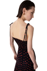 Priscilla - Abito Midi In Crepe Con Rouge Sulla Scollatura E Spacco Laterale