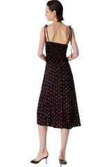 Priscilla - Abito Midi In Crepe Con Rouge Sulla Scollatura E Spacco Laterale