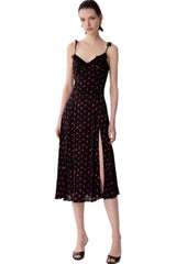 Priscilla - Abito Midi In Crepe Con Rouge Sulla Scollatura E Spacco Laterale