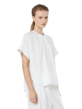 Camicia girocollo in popeline di cotone