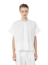 Camicia girocollo in popeline di cotone