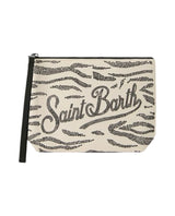Pochette Aline in scuba con stampa zebrata e strass applicati