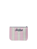 Pochette Aline in scuba a righe rosa e verdi con logo Beach Club