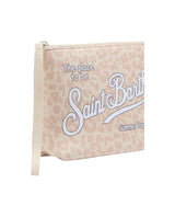 Pochette Aline in scuba con stampa leopardata beige