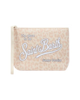 Pochette Aline in scuba con stampa leopardata beige